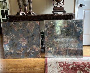 Frontgate Hana Printed Floral Wall Mirrors, Set Of Two - New