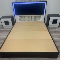 Brand New Queen Bed Frame and 2 Nightstands / Cama Queen y 2 Mesas de Noche Nuevo a Estrenar … Fast Delivery 🚚 