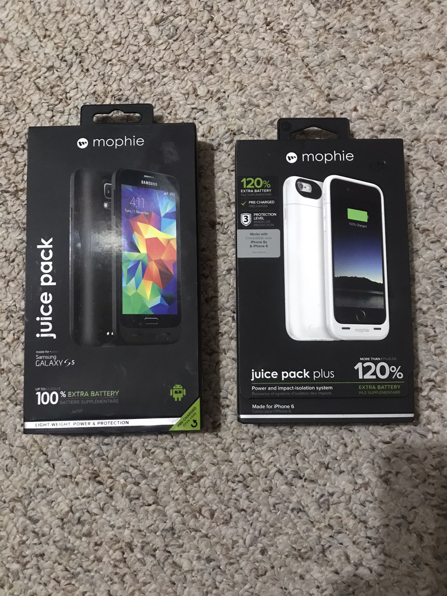 New Mophie juice pack plus for IPhone 6 and Sumsung Galaxy S5