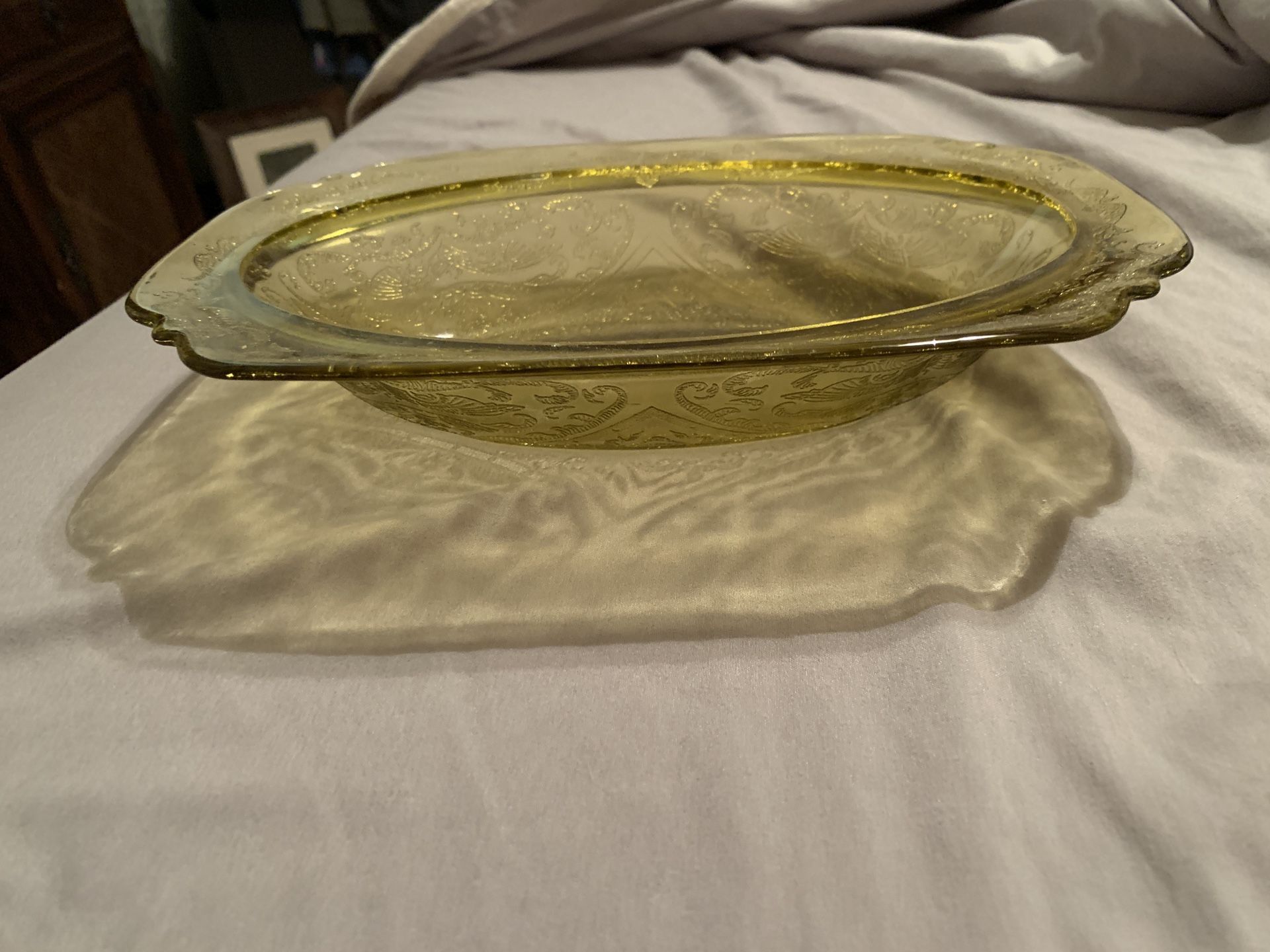 Amber Madrid oval bowl EAPG depression Glass?