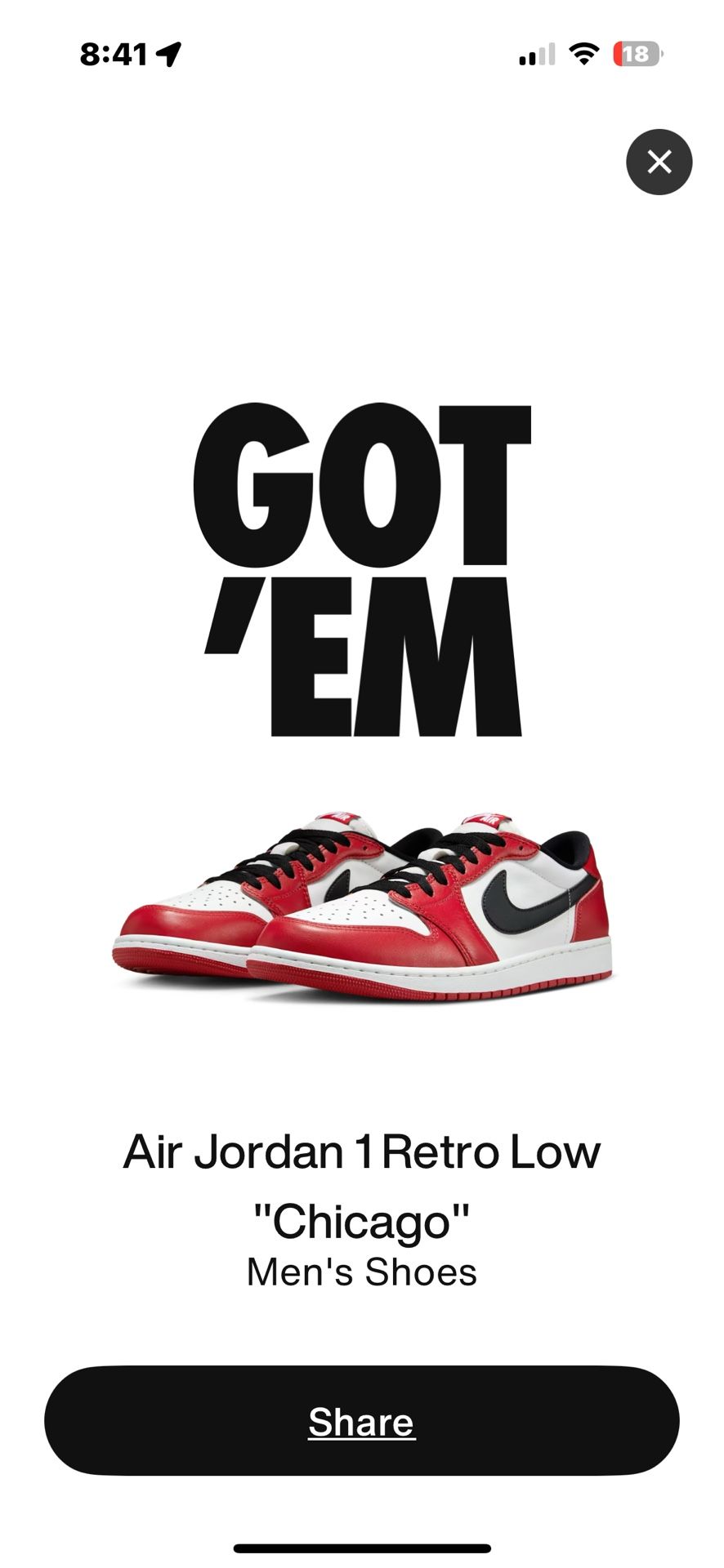 Jordan 1 Retro Low Chicago Size 12