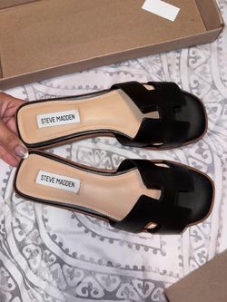 Steve Madden Black Slide Sandals