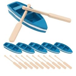Mini Rowboat: 6 Sets Mini Tiny Wooden Boat with Oars