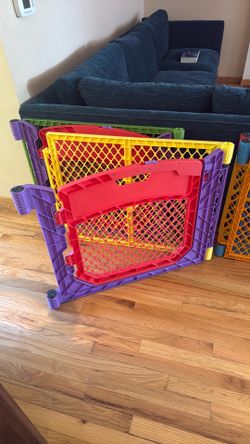 Colorful play yard and gates