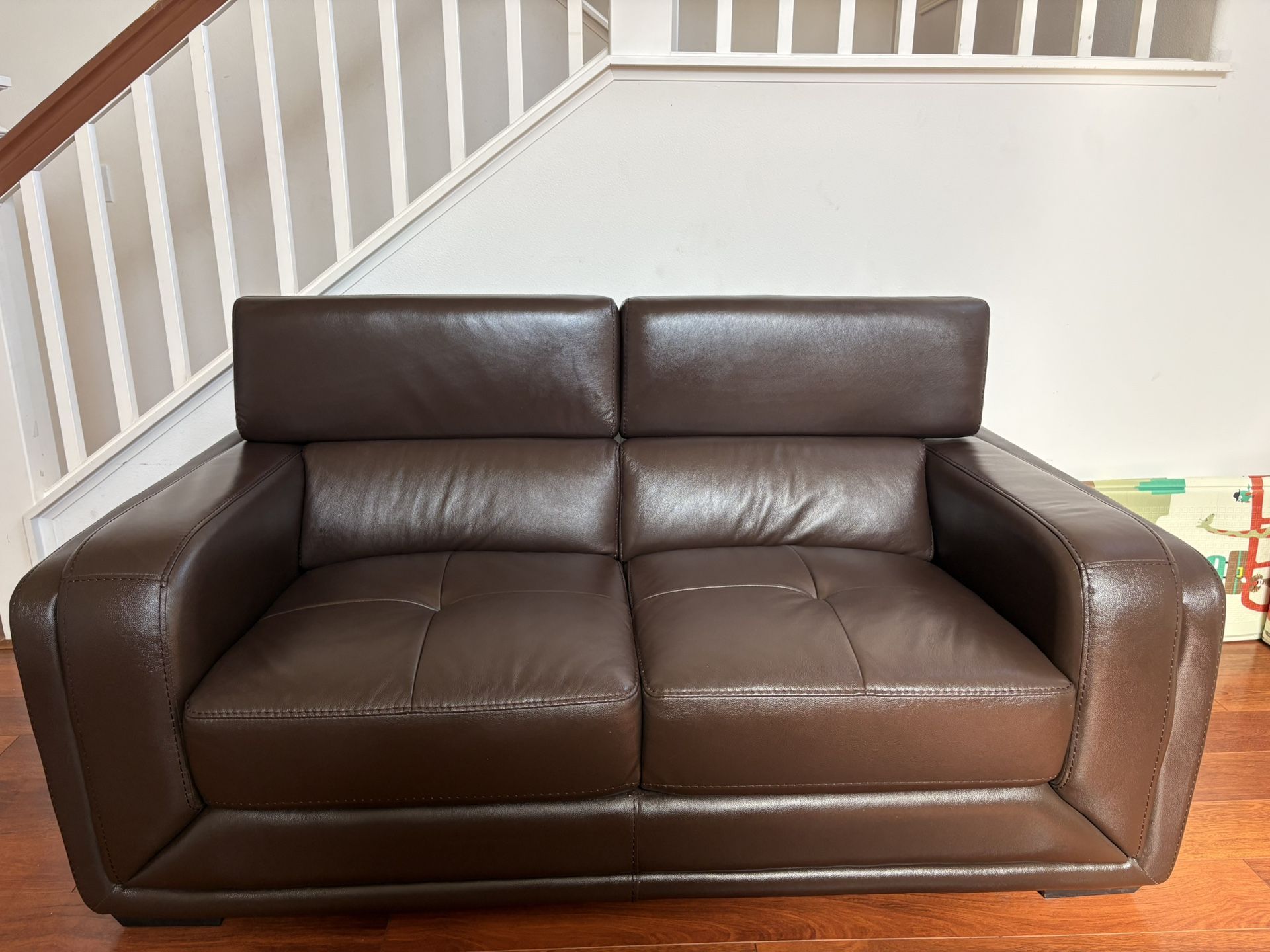 3+2 Seater Leather Sofa Set – Coffee Color, Great Condition