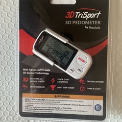 Realalt 3DTriSport Walking 3D Pedometer with Clip & Strap, eBook Included | 30 Days Memory, Accurate Step Counter, Walking Distance Miles/Km, Calorie 
