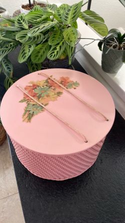Vintage pink wicker sewing box. From 1(contact info removed)’s