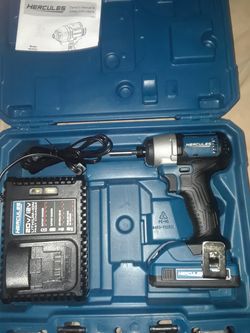 Hercules 20 volt quarter inch impact driver kit with 2.5 amp hour battery charger and hard shell case