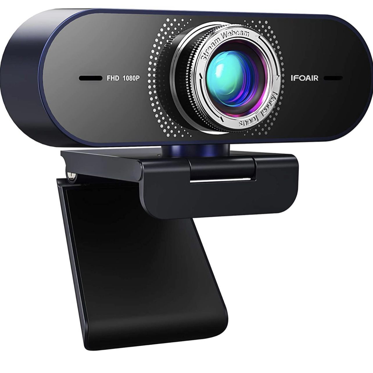 Streaming Webcam with Microphone for Desktop - HD 1080P Webcam with 110° Wide View, Exposure Correction, Plug & Play, Web Camera for Computers, Gaming