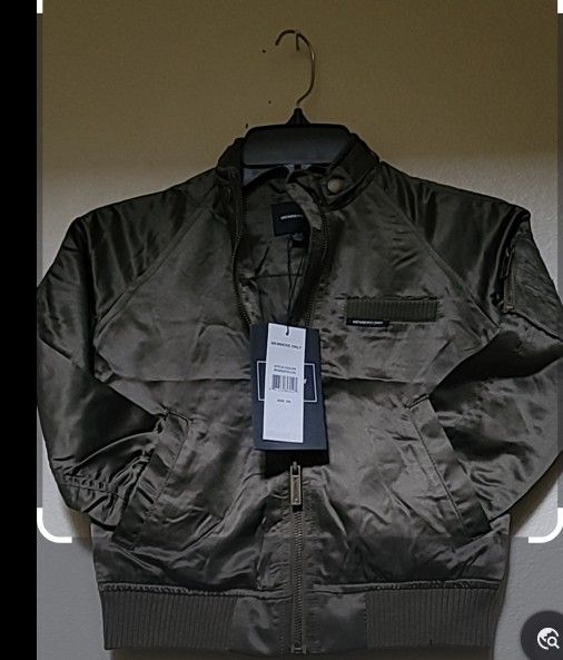 Member's Only Bomber Jacket Kids Military Aviator Green Zip Size 5/6