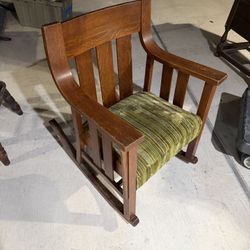 Wooden Rocking Chair with Padded Seat