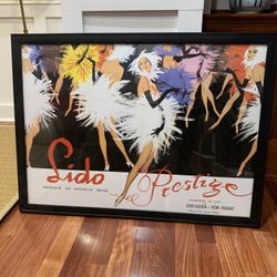 VINTAGE Lido el Prestige Cabaret custom framed poster 40"x29.5"