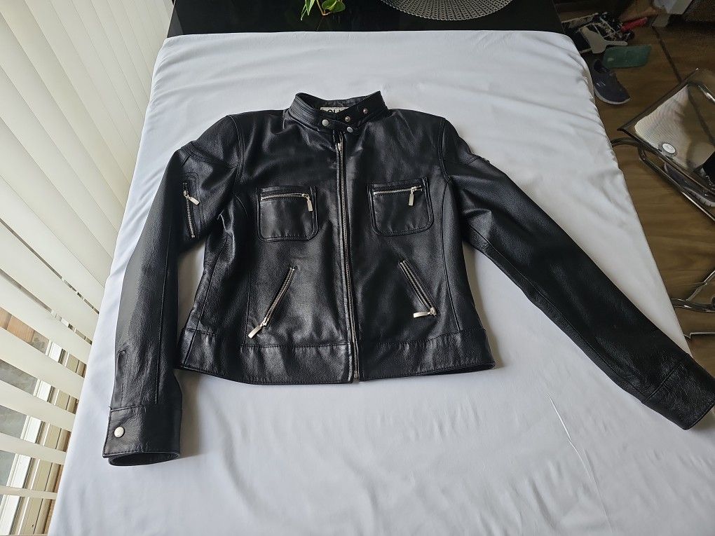 Black Leather Jacket Womens Size 10