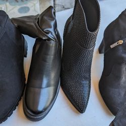 4 Pairs Of Brand New Black Boots Size 8 And 1/2 To 9 And 1/2