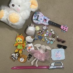 Kids Toy Bundle Lot – Plush, Disney Princess Guitar, Figures, Accessories