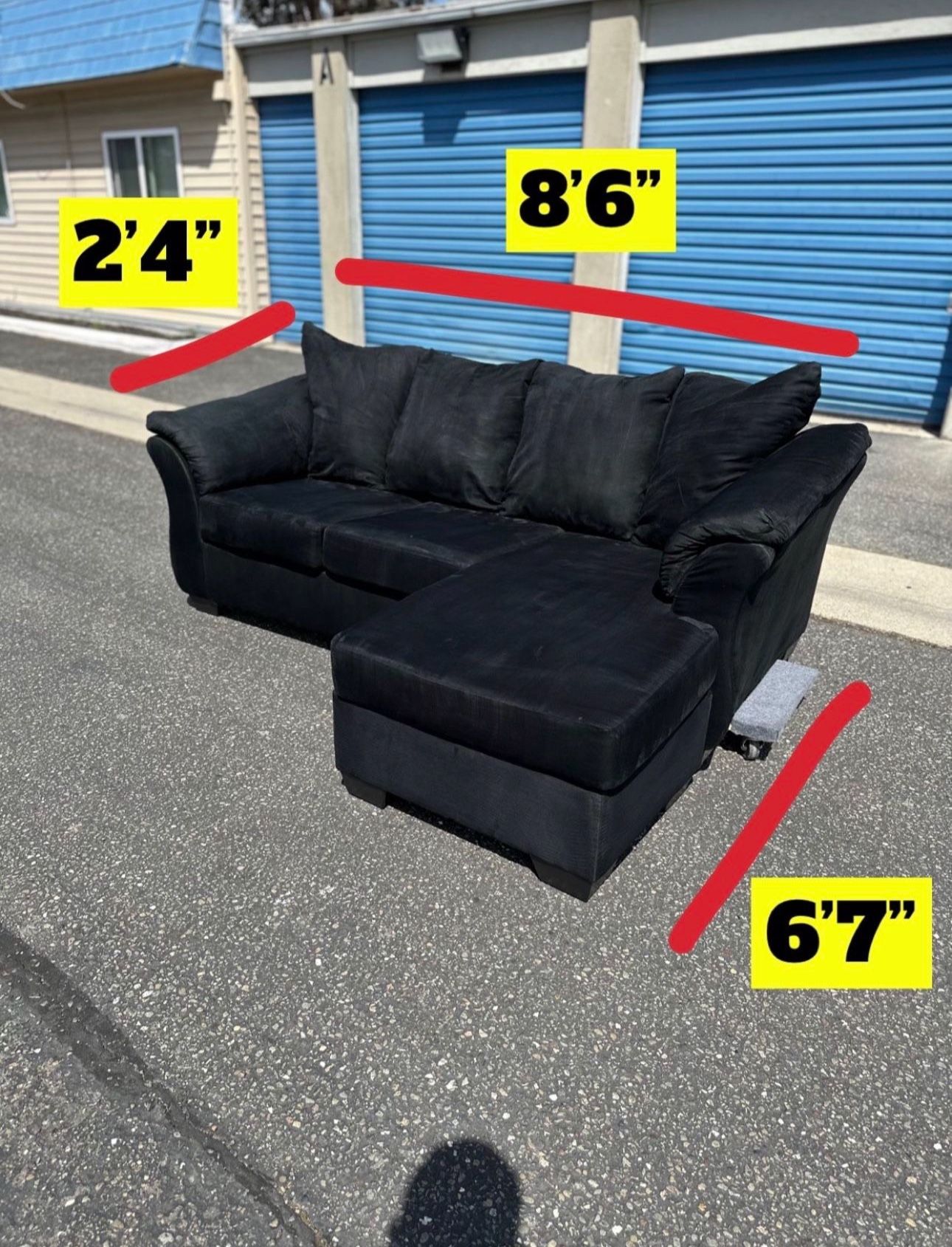 2 Piece Black Microfiber Sectional Sofa/couch.. Free Delevery!!
