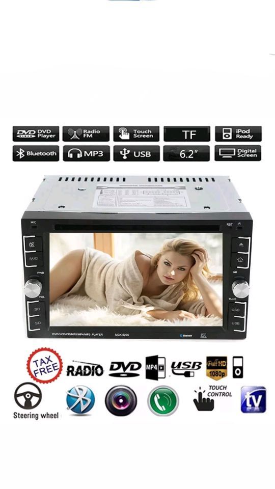 Double 2Din 6.2" Car Stereo DVD CD MP3 Player HD In Dash Bluetooth TV Radio HO