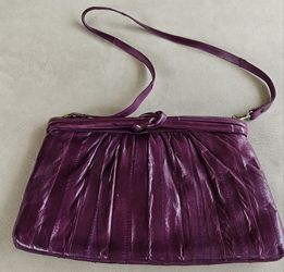 VTG Glossy Cordovan Purple  Eelskin Eel Leather Clutch Purse Shoulder Bag