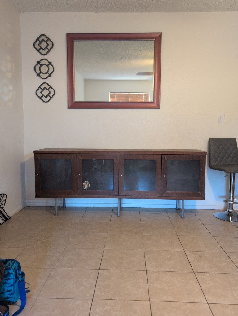 Large Storage Cabinet W/ Glass Doors