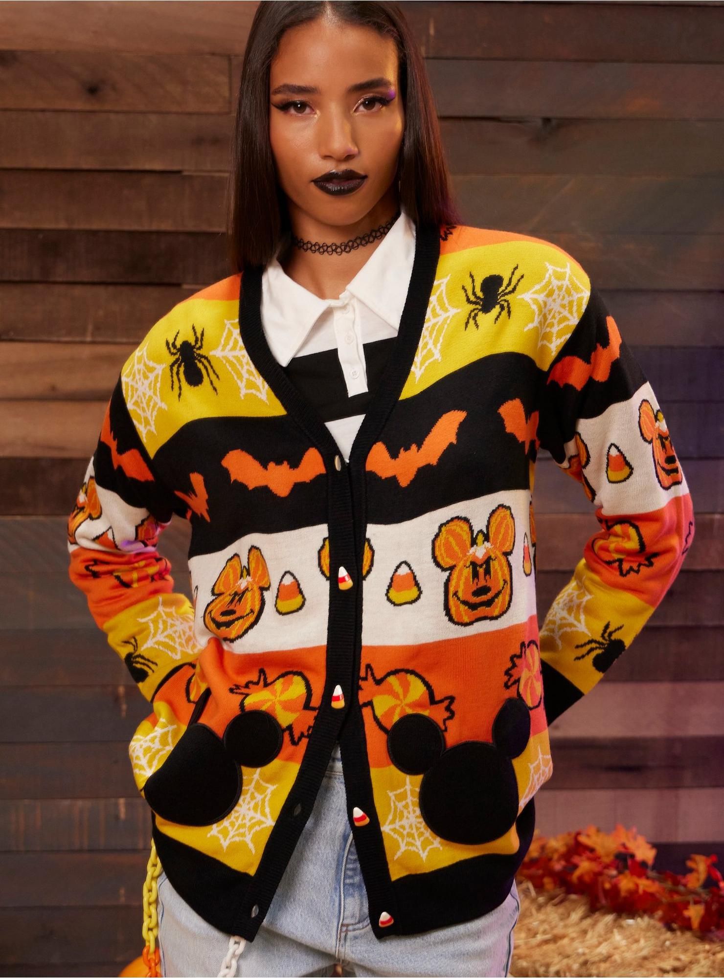 🕸️Disney Mickey Halloween Icons Cardigan Size M 🕸️. New without tag   Keep your Halloween look as sweet as candy corn with this cardigan! This boo-t