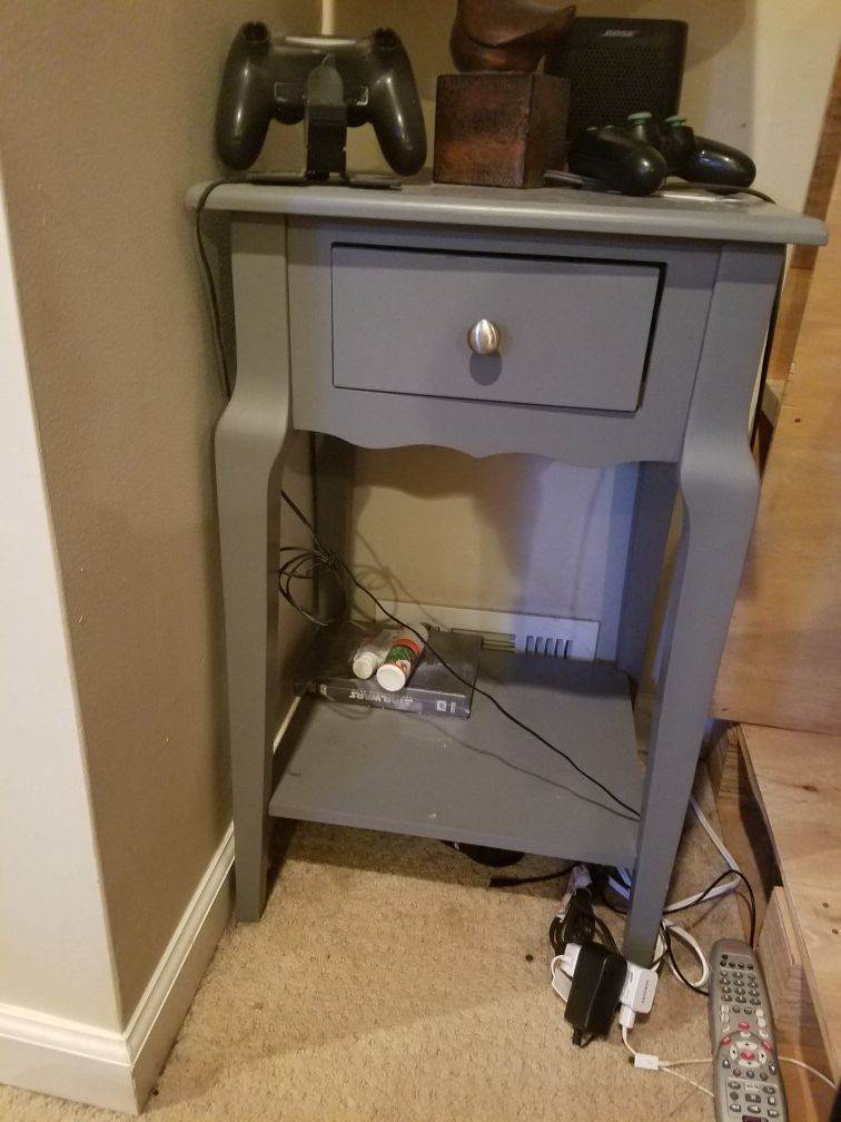 Grey side table with drawer