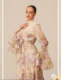 Alessia Floral Print Ruffle Cuff Maxi Dress XL size
