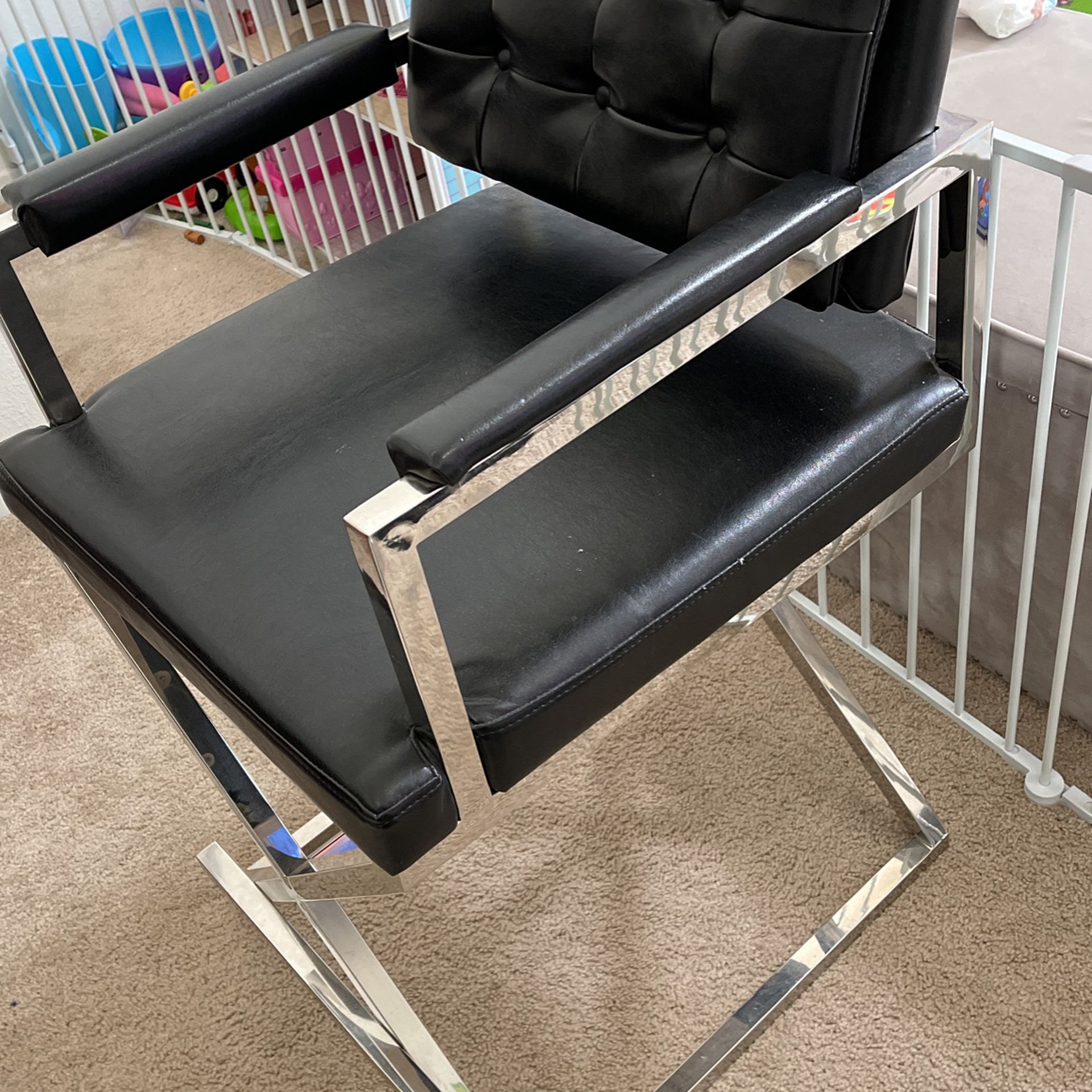 One Black Directors Chair Leather And Chrome 