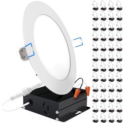 Sunco 48 Pack 6 Inch Ultra Thin LED Recessed Ceiling Lights, 3000K Warm White, Dimmable, 14W, Wafer Thin, Canless With Junction Box - Energy Star 3000