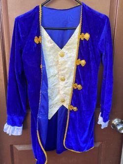 Blue and Gold Velvet Aristocrat Costume Coat Vest L