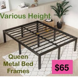 14” Queen Size Metal Bed Frame -  Black Basic Anti Squeak Steel Slats Platform,  Mattress not Included, Easy Assembly Heavy Duty Nois