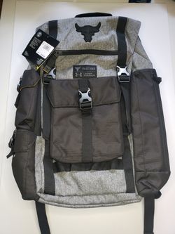 Under Armour UA Project Rock Bag Regiment Backpack Grey Chase Greatness 