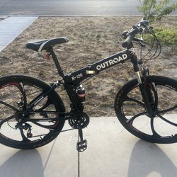 Outroad R-100 folding mountain bike foldable black full suspension mag wheels