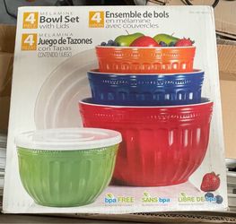 4 Piece BPA free melamine bowls with lids