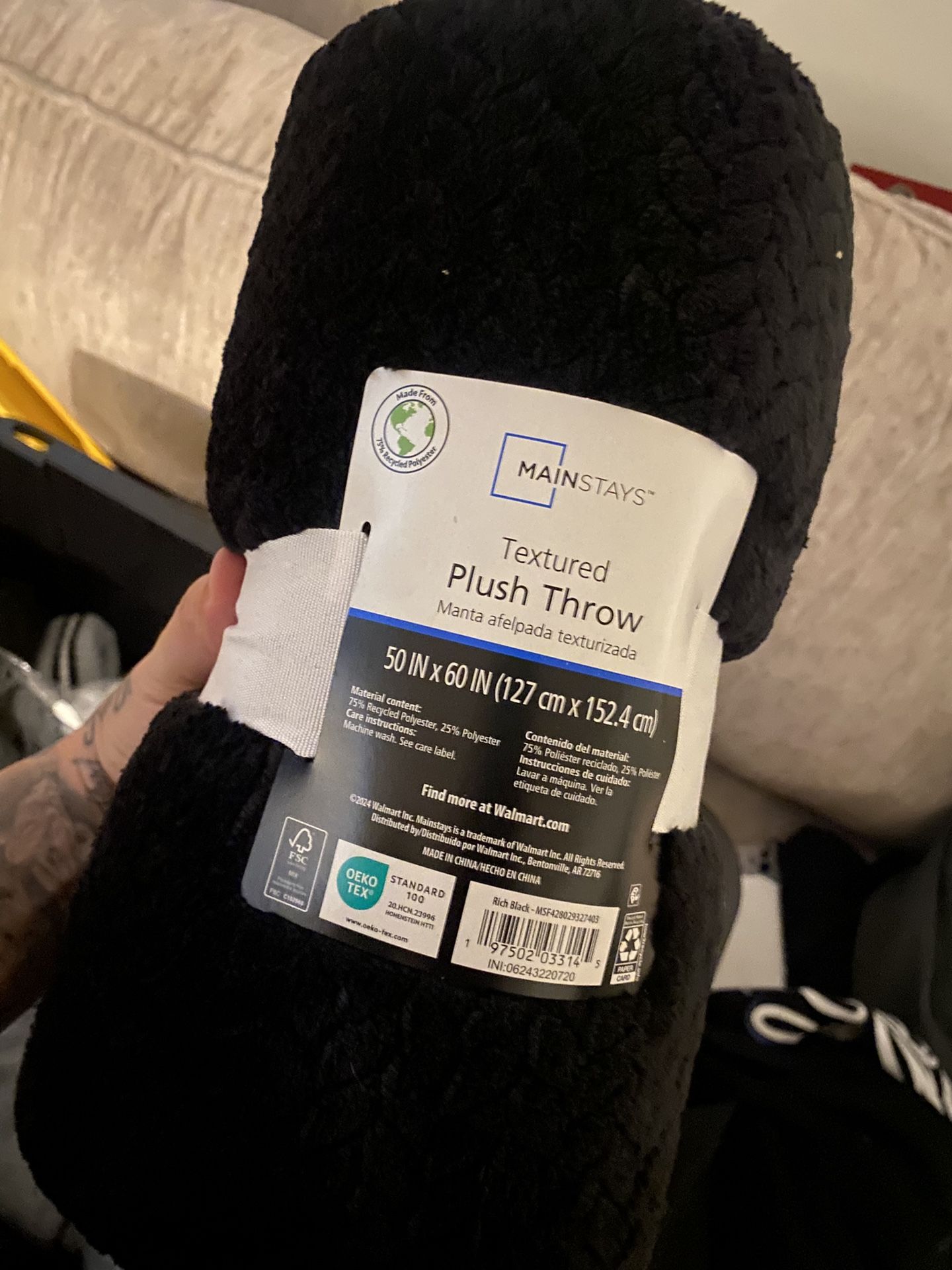 Mainstays Texture Plush Throw Black 15 For Both