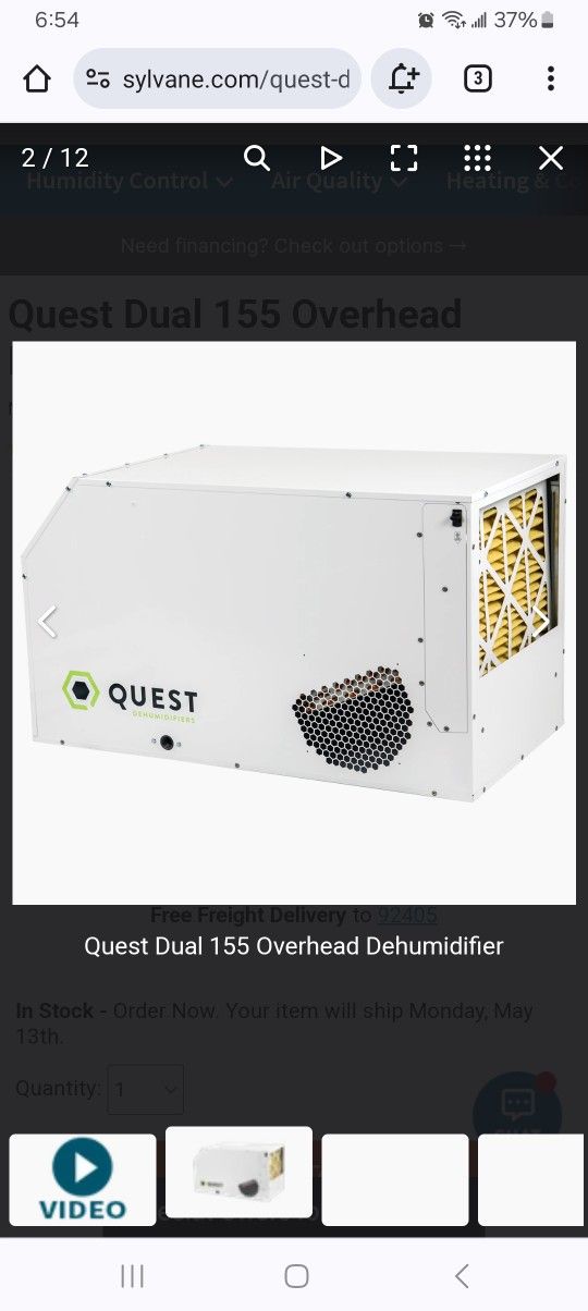 Quest Dual 155 Dehumidifier (Like New)