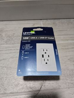 Leviton Decora+ 18W USB-A + USB-C Outlet