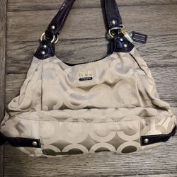 Coach Gold Signature Handbag And Matching Coin Purse