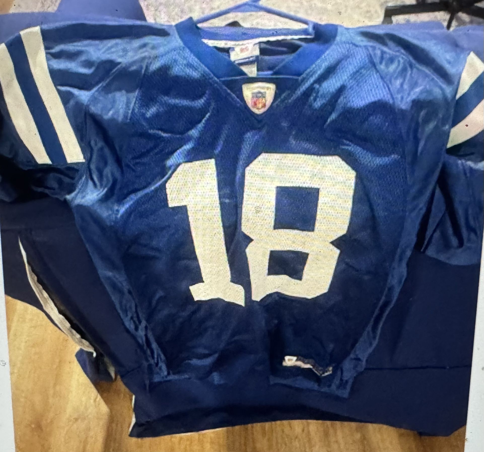 Reebok Blue & White NFL Peyton Manning 18 Indianapolis Colts Football Jersey L