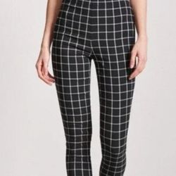 Forever 21 women's S black white checkered grid slim legging dress pants