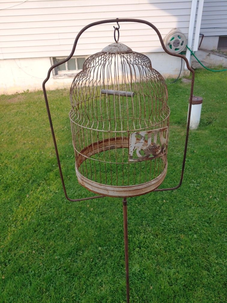 Pair Of Hendryx Vintage bird Cages With Stand