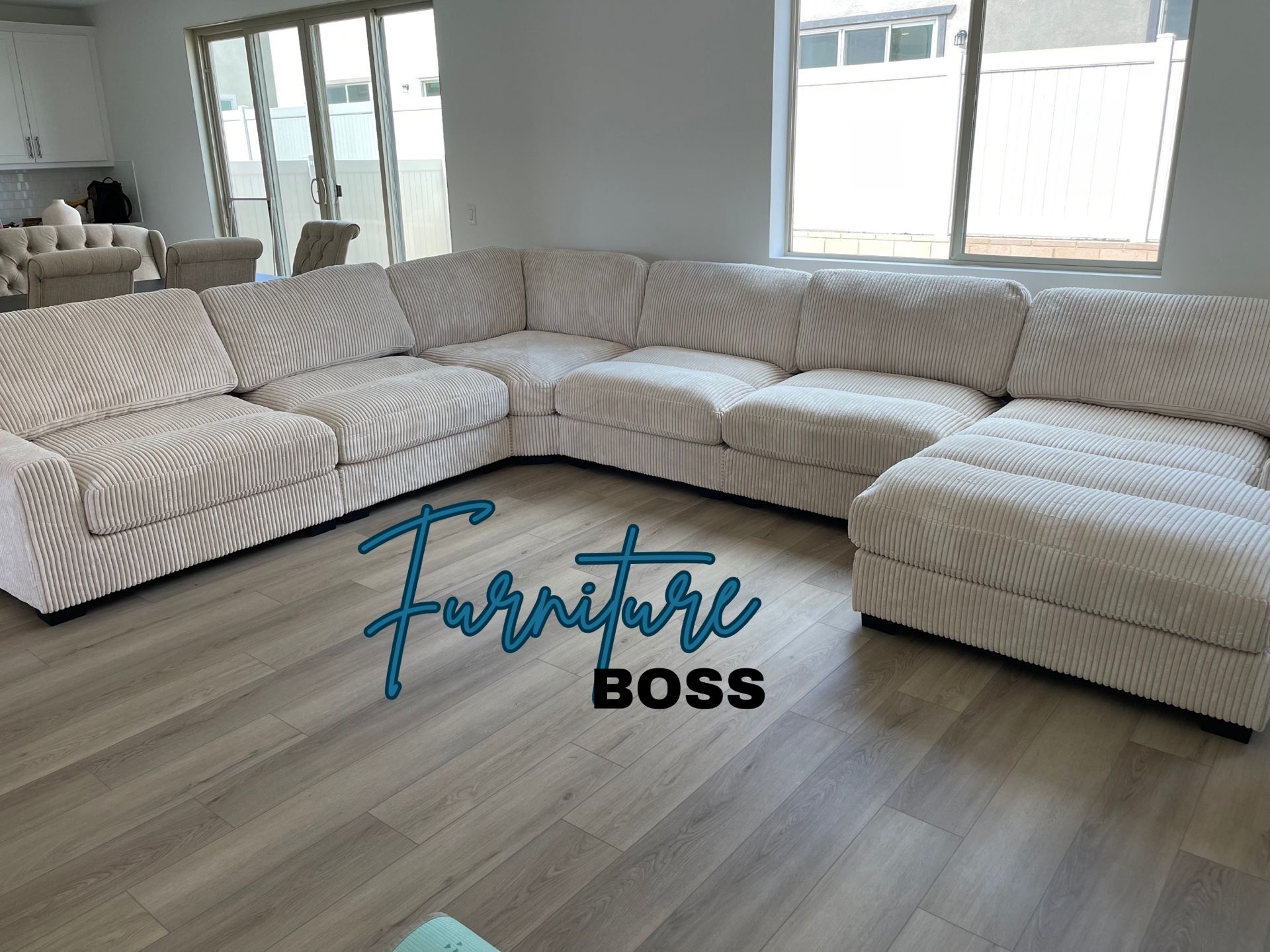 Beige Sectional Sofa - Extra Large +Deep Seating+Over Sized Chaise
