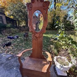 Victorian Carved Oak Hall Tree/Hall Bench