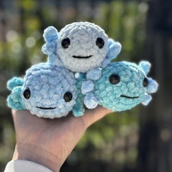 Blue Axolotl In Various Shades Of Blue $10 Each Handmade 🧶 Crochet 🧶 Plushies 