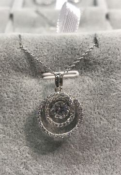 Sterling Silver Floating CZ Pendant with adjustable 16-18” Chain