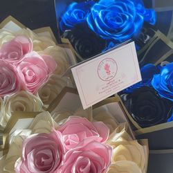 Eternal ribbon rose bouqets