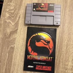 Original Super Nintendo (SNES) Game Mortal Kombat W/ Manual 