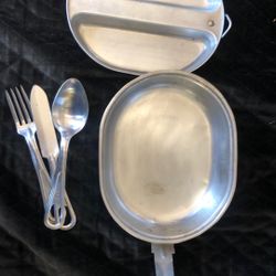 1945 Army Food Compartment With Spoon Fork And Knife