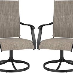 Patio Chairs Set of 2, Outdoor Swivel Chairs Set of 2, Brown 360 Swivel and All Weather Rocking Chair with Textilene Mesh Fabric and Rust Proof Steel 