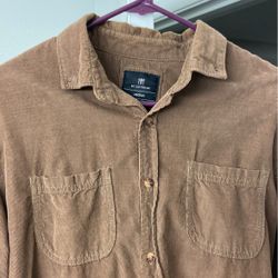 Mens Corduroy Button Up Long Sleeve Cotton On