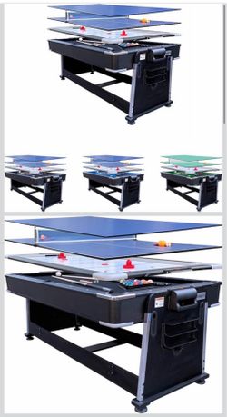 Triad 7-Foot 3-in-1 Multi-Game Swivel Table - Billiards/Pool, Table Tennis & Air Hockey